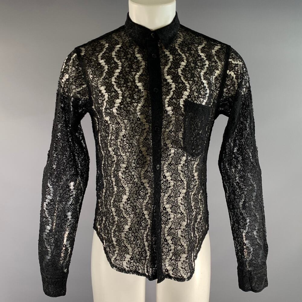 COMME des GARCONS BLACK Size M Black  Lace Button Up Shirt